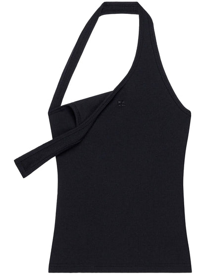 Asymmetric Ribbed-Knit Tank Top