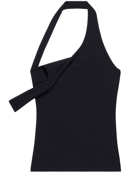 Asymmetric Ribbed-Knit Tank Top