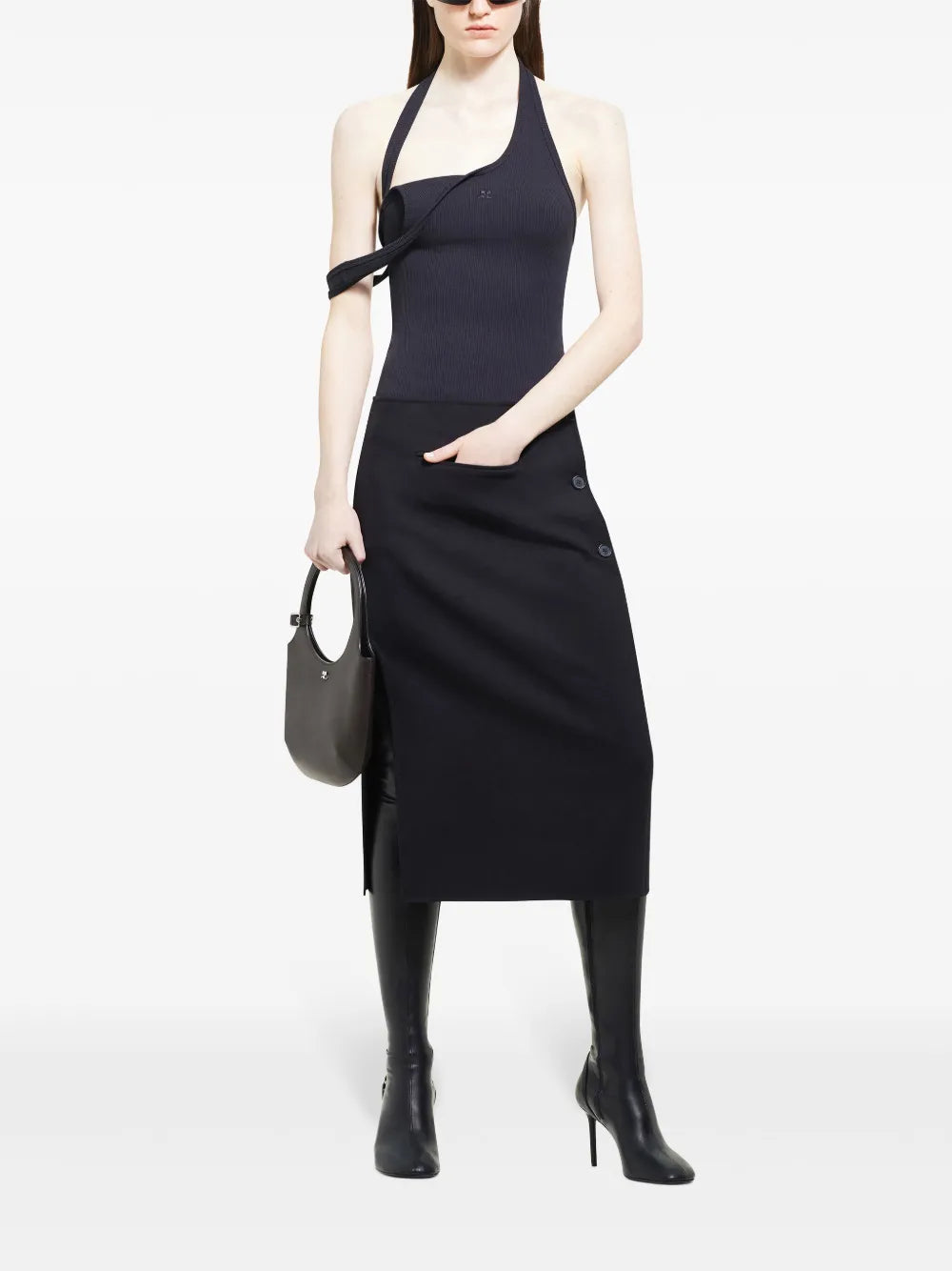Asymmetric Ribbed-Knit Tank Top