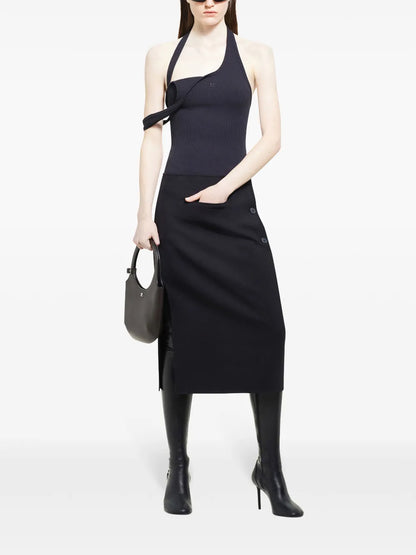 Asymmetric Ribbed-Knit Tank Top