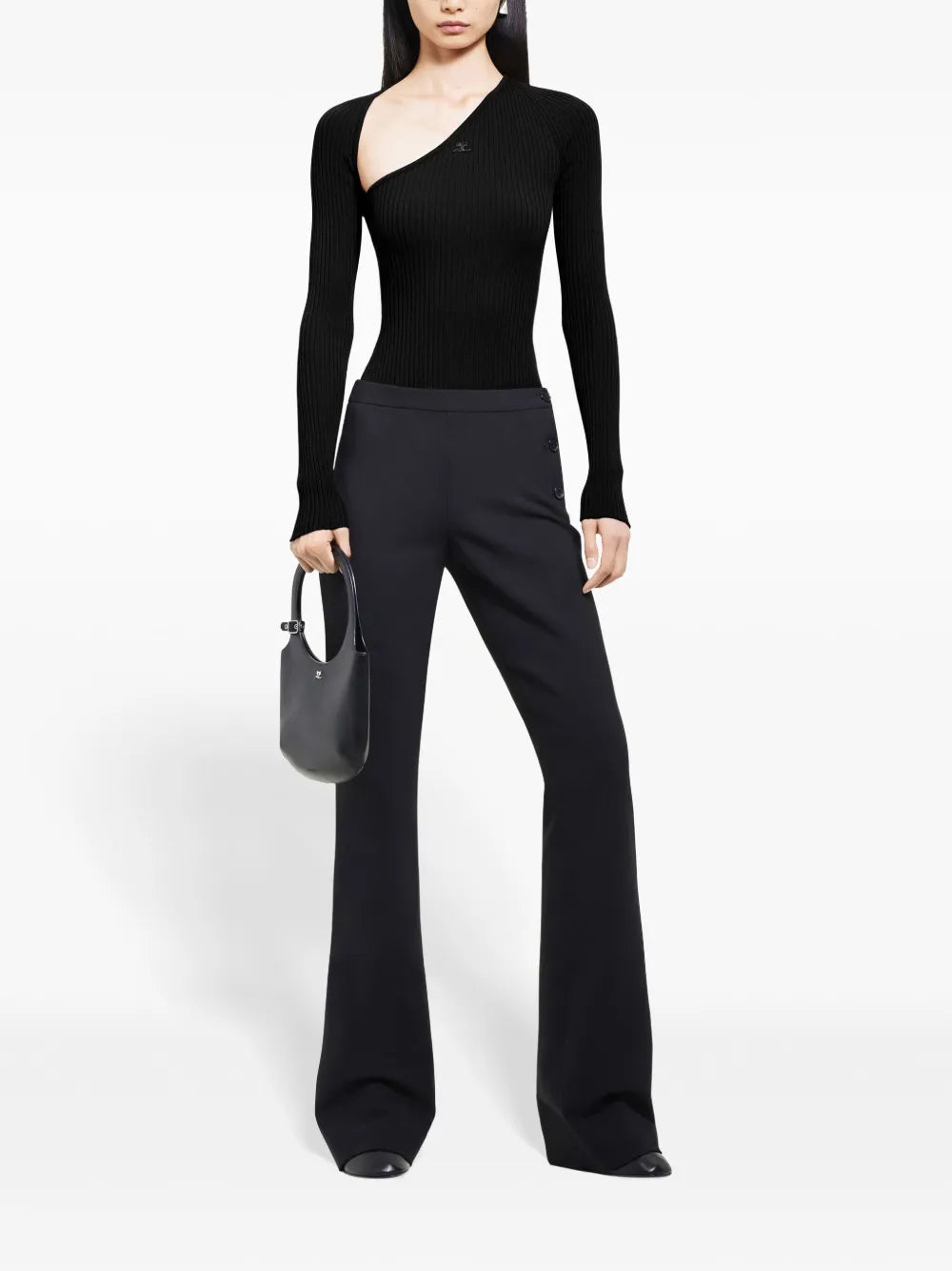 Slash Ribbed-Knit Top