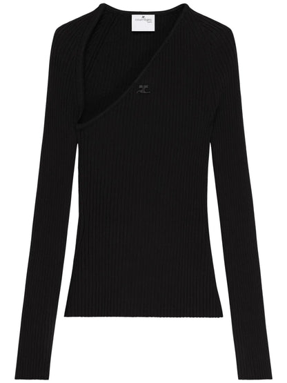 Slash Ribbed-Knit Top