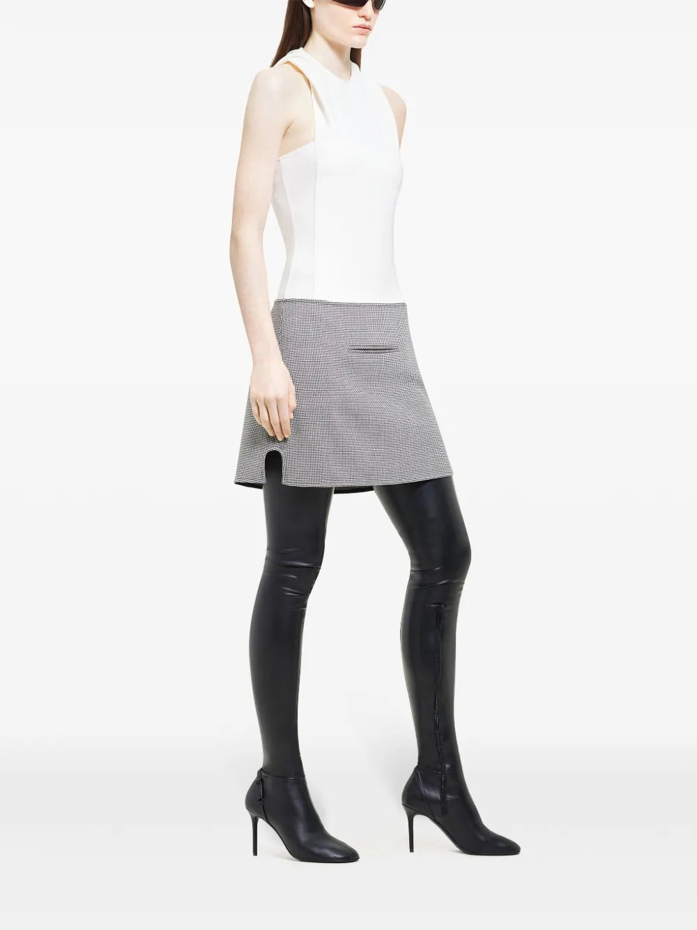 Oblique Houndstooth Mini Skirt