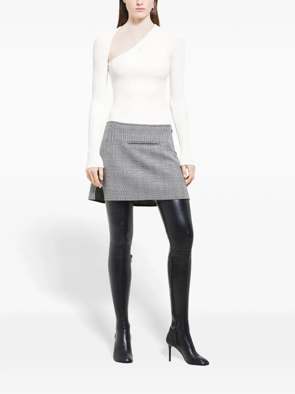 Slash Ribbed-Knit Top