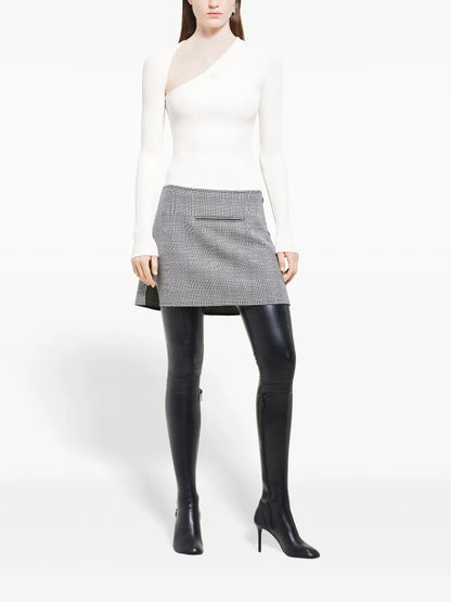Slash Ribbed-Knit Top