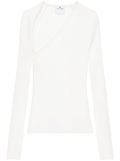 Slash Ribbed-Knit Top