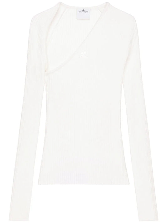 Slash Ribbed-Knit Top