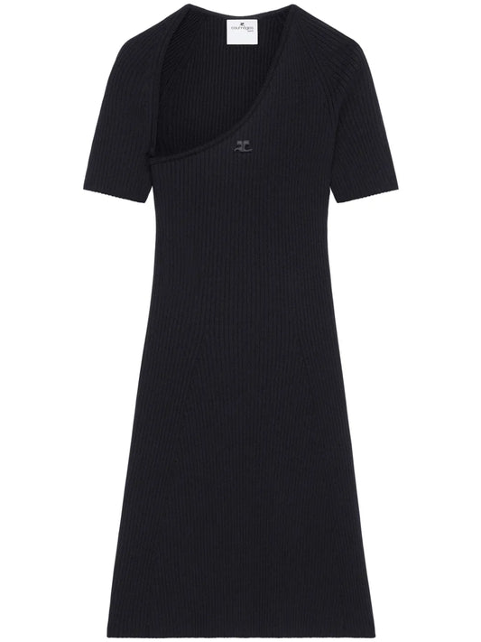 Slash Ribbed Knit Dress