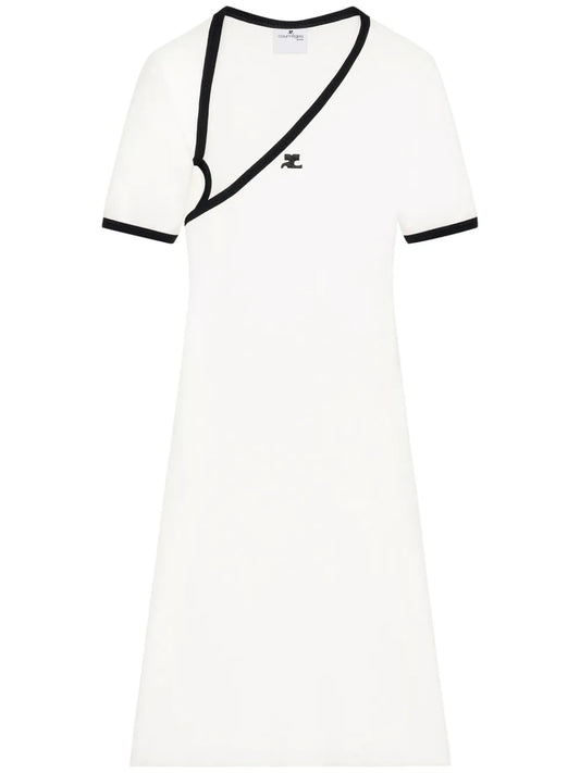 Asymmetric-Neck Mini Dress