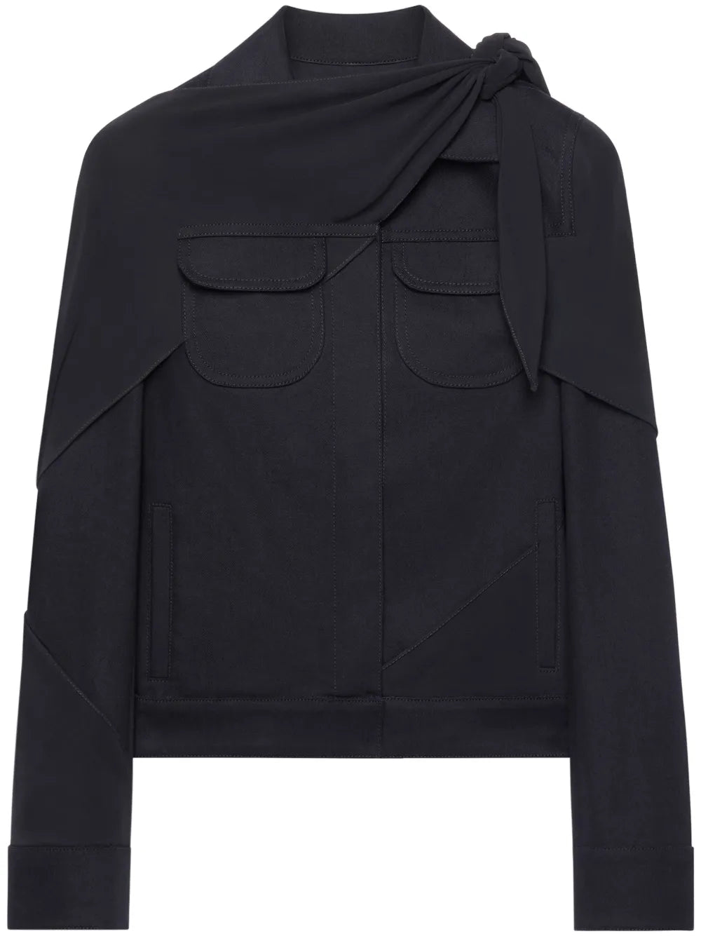 Draped Denim Trucker Jacket