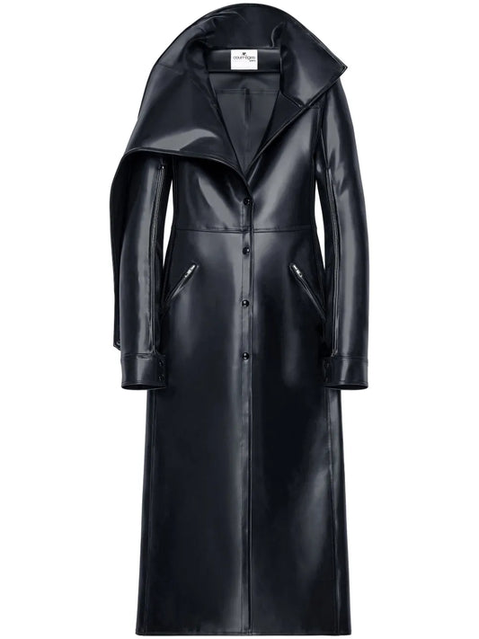 Latex Button-Up Trench Coat