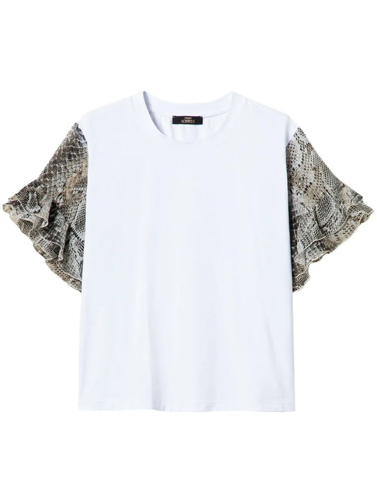 Snakeskin-Print Sleeves T-Shirt
