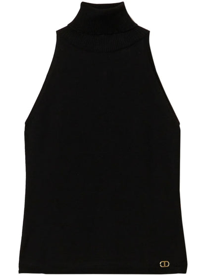 Logo-Plaque Knitted Top