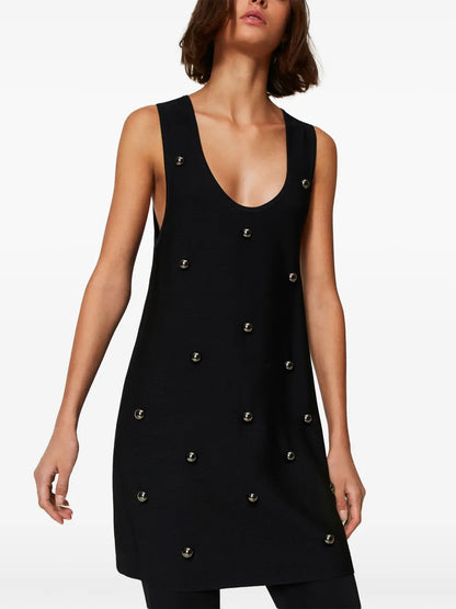 Stud-Embellished Knitted Dress