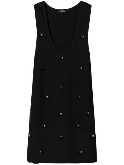 Stud-Embellished Knitted Dress