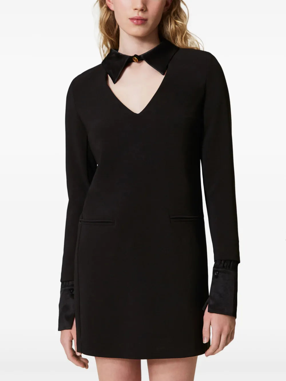 Satin-Details Crepe Minidress
