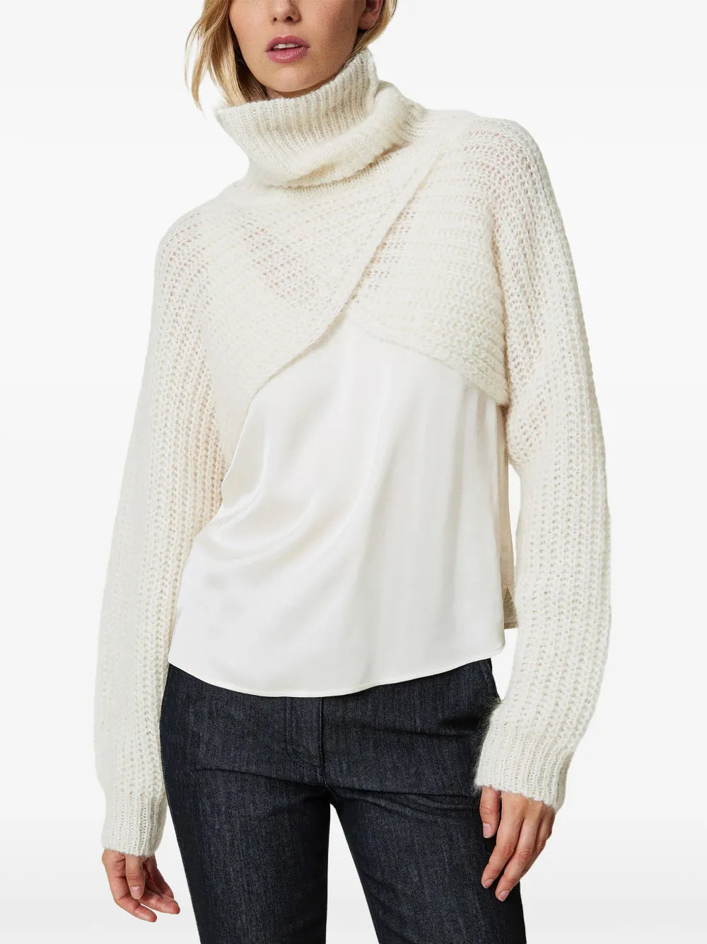 Roll-Neck Knit Shrug