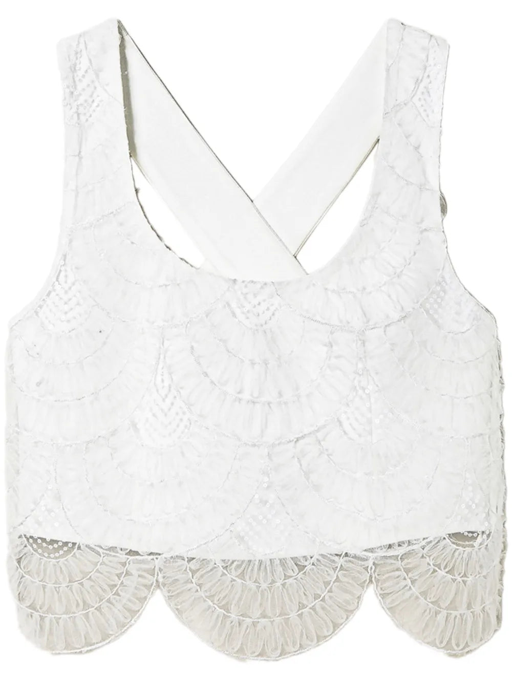 Organza-Overlay Crepe Top