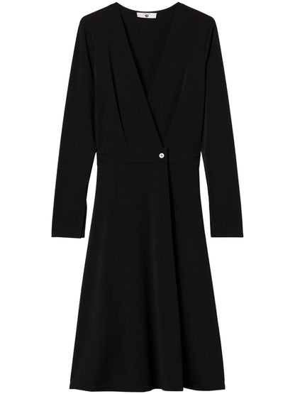 Wrap-Button Fastening Dress