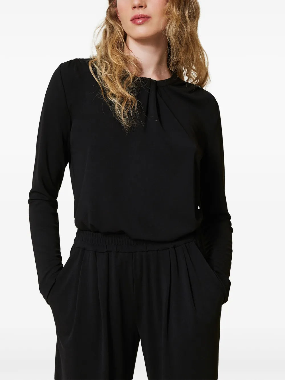 Drape-Detailing Jersey Blouse