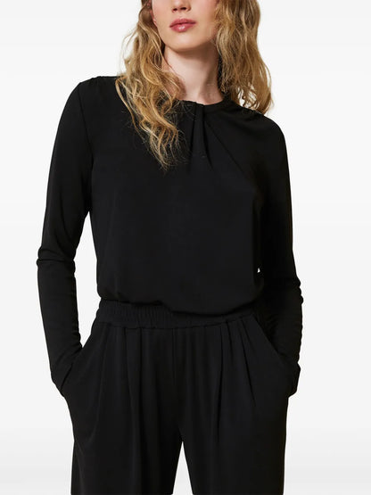 Drape-Detailing Jersey Blouse