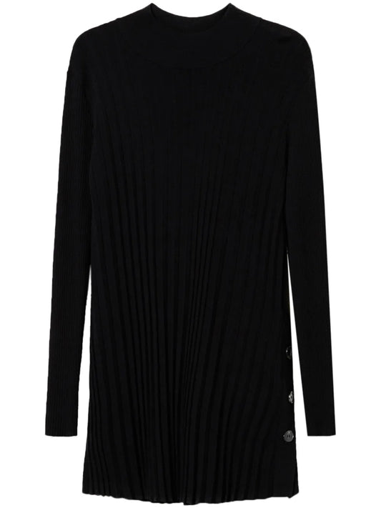 Pleated Button-Detail Jumper