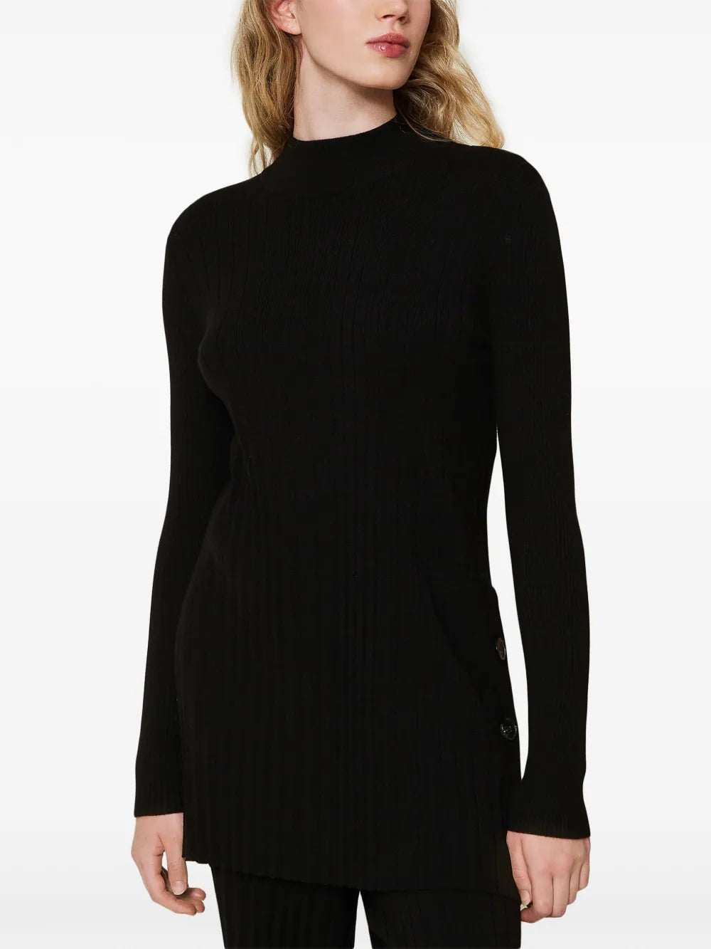 Pleated Button-Detail Jumper