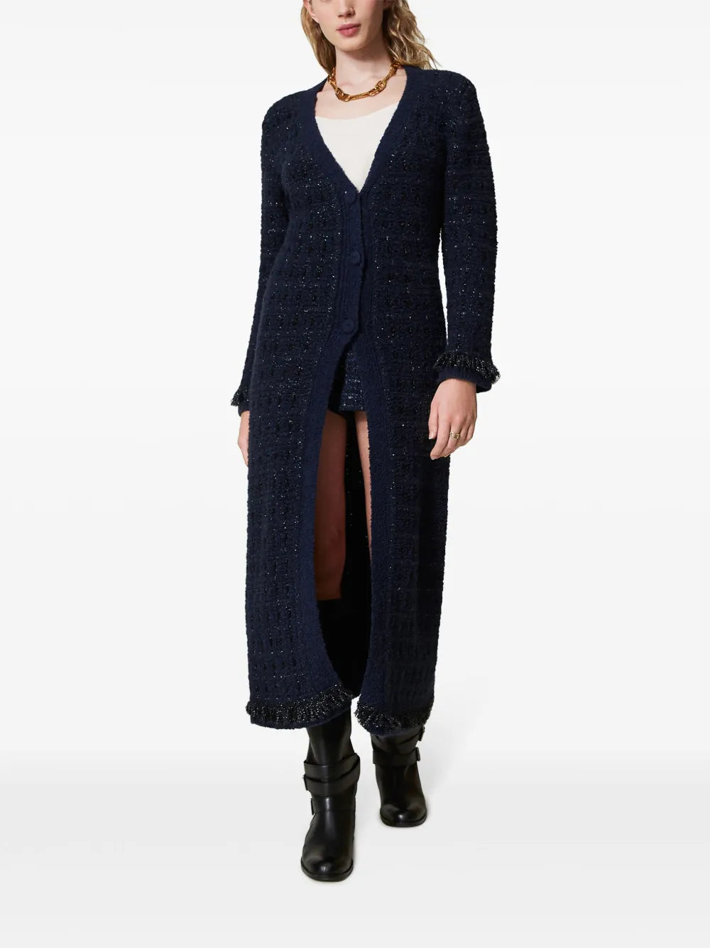 Checked Jacquard Cardigan