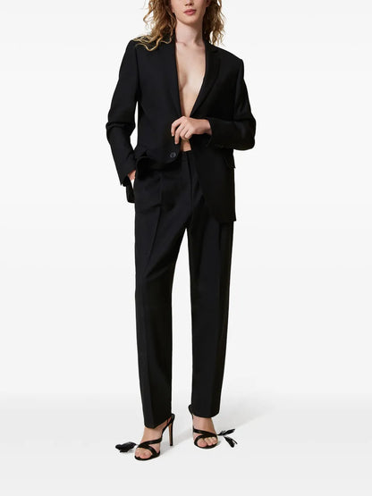 Pleat-Detail Straight-Leg Trousers