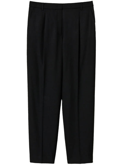 Pleat-Detail Straight-Leg Trousers