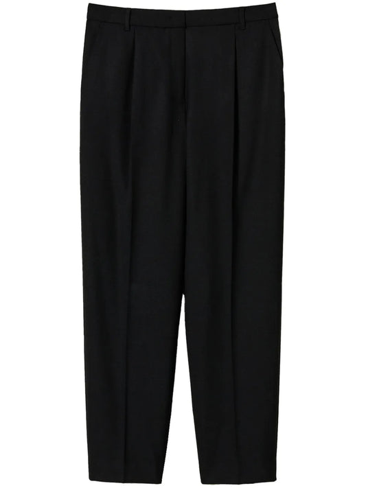 Pleat-Detail Straight-Leg Trousers