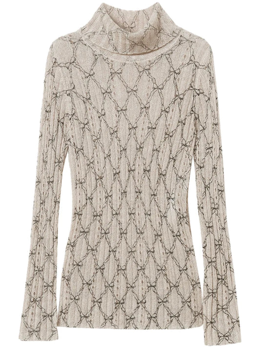 Roll-Neck Printed Sweater