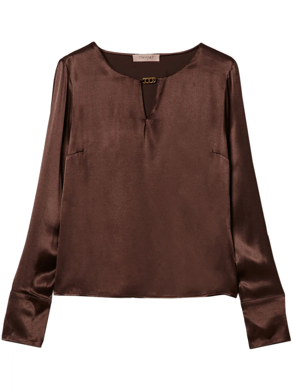 Appliqué-Logo Satin Blouse