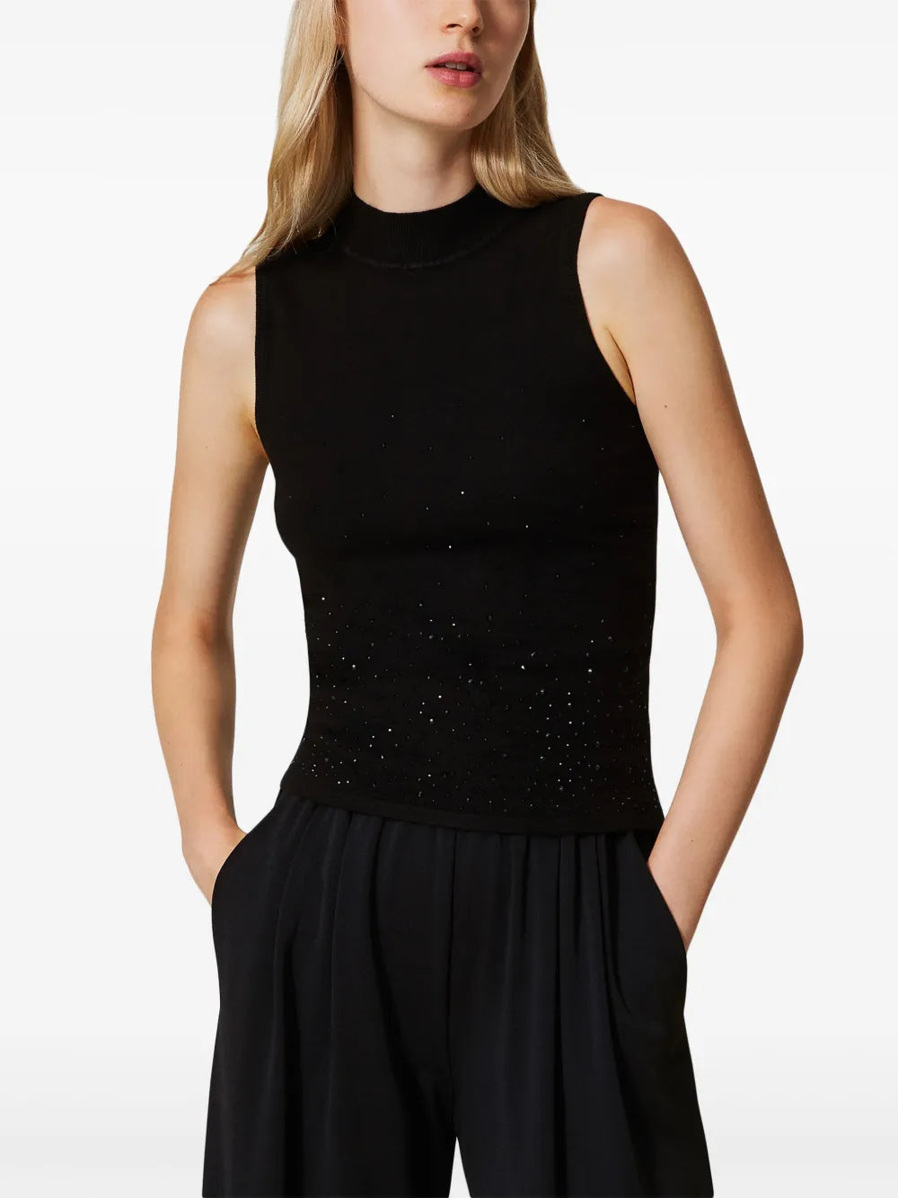 Crystal-Embellished Knitted Top