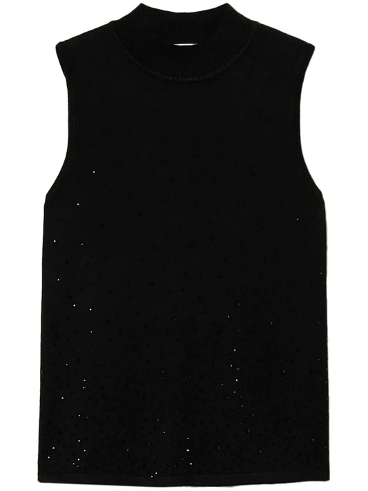 Crystal-Embellished Knitted Top