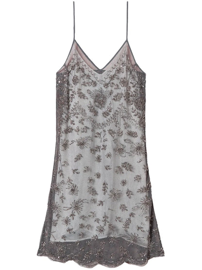 Embroidered Tulle Mini Dress