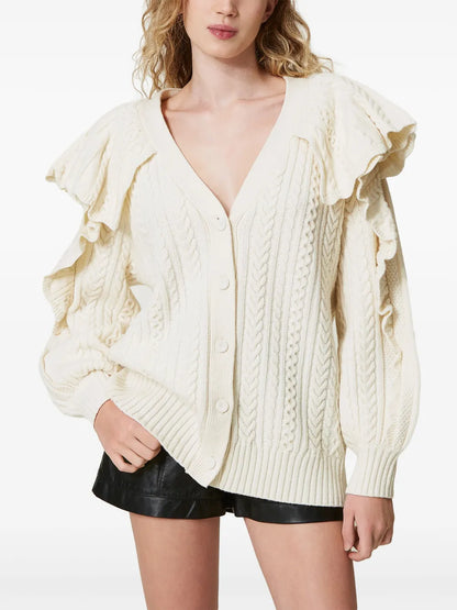 Ruffle-Detail Cardigan