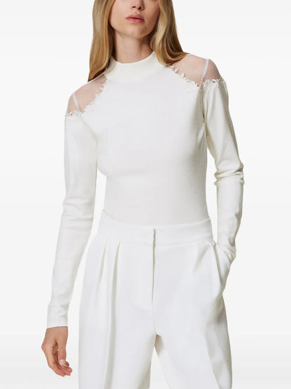 High-Neck Embroidered Sweater