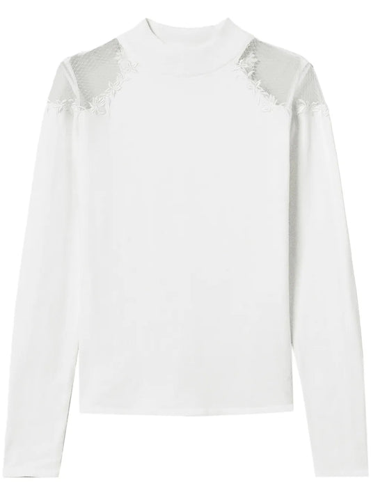 High-Neck Embroidered Sweater