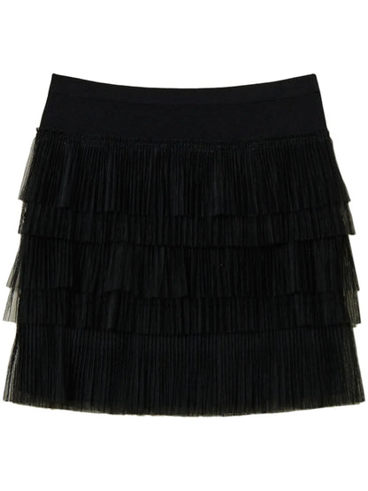 Tulle-Inserts Mini Skirt