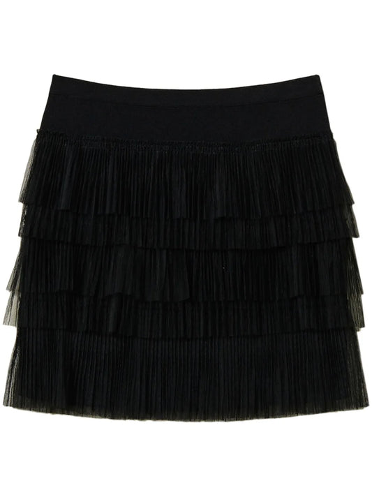 Tulle-Inserts Mini Skirt