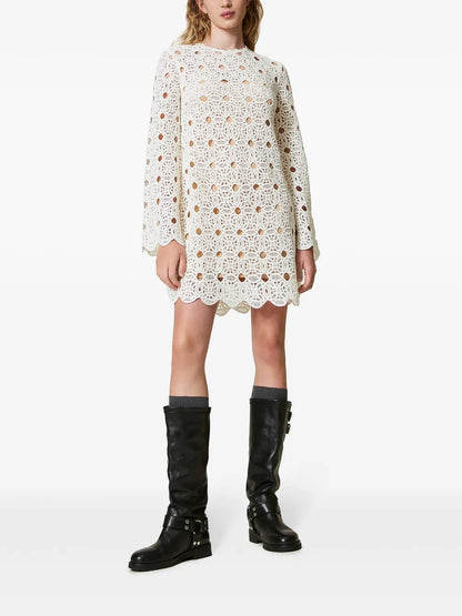 Crochet-Knit Mini Dress