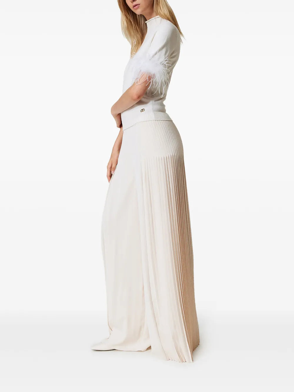 Pleated Georgette Palazzo Pants