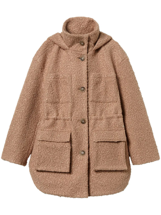 Curly-Finish Parka Coat