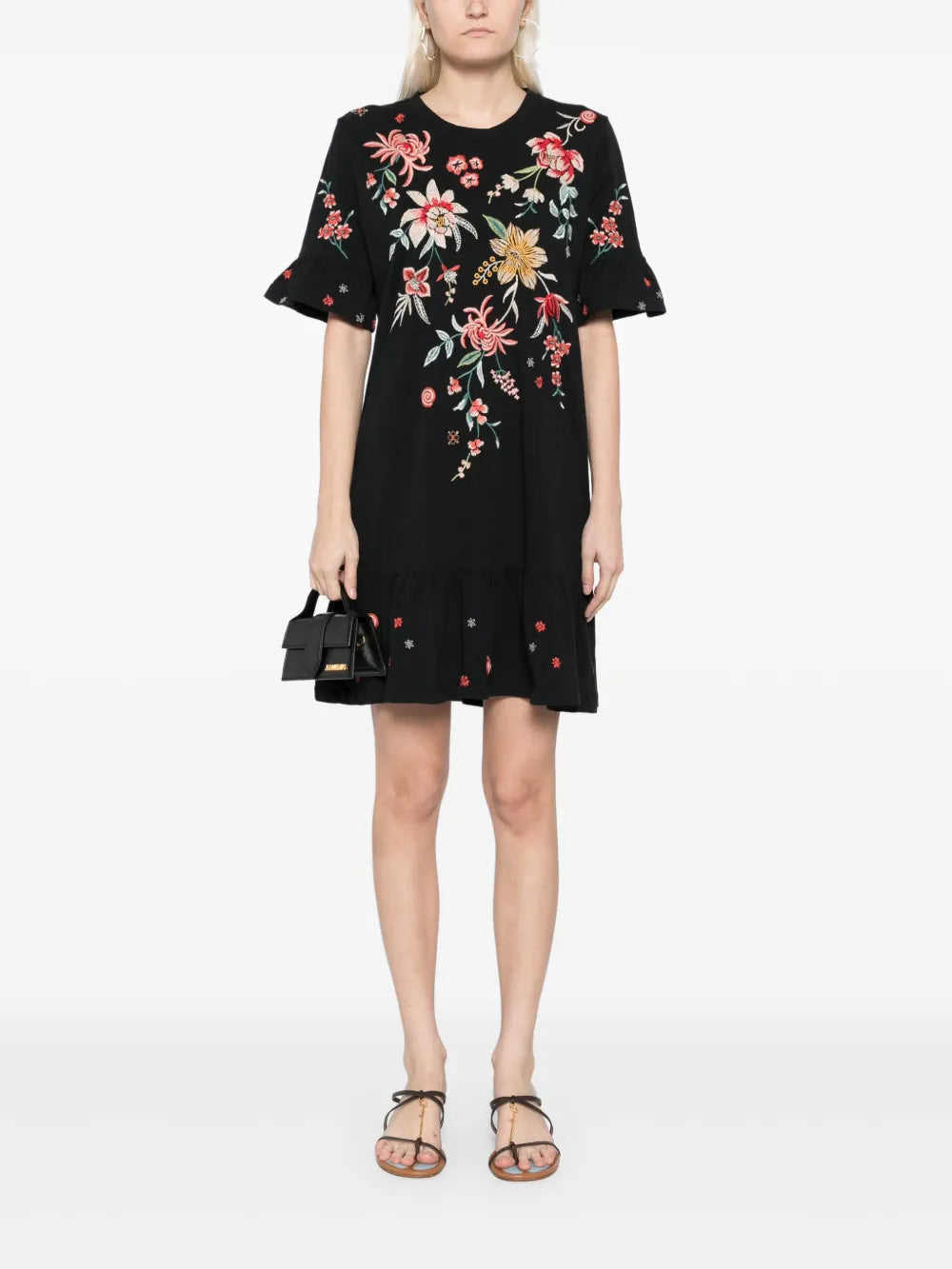 Ruffle-Sleeve Knit Dress