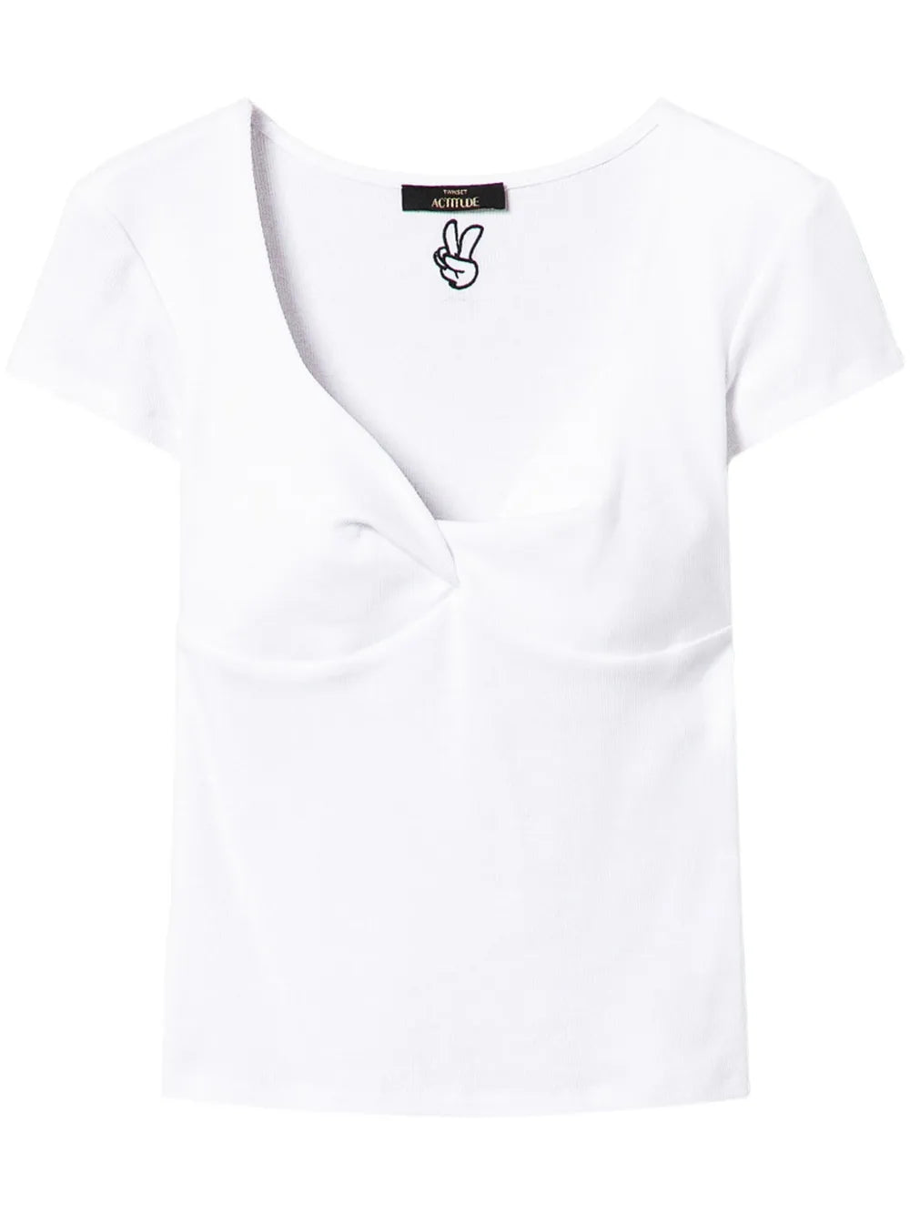 Knot-Detailing Ribbed-Knit T-Shirt