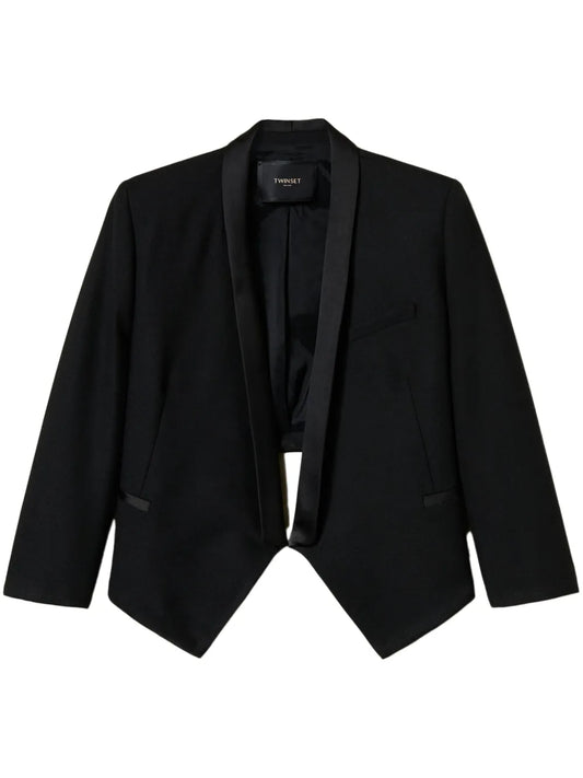 Open Front Cropped Blazer