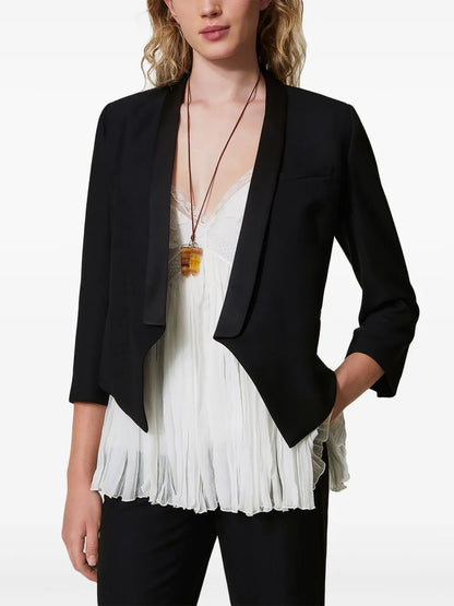Open Front Cropped Blazer