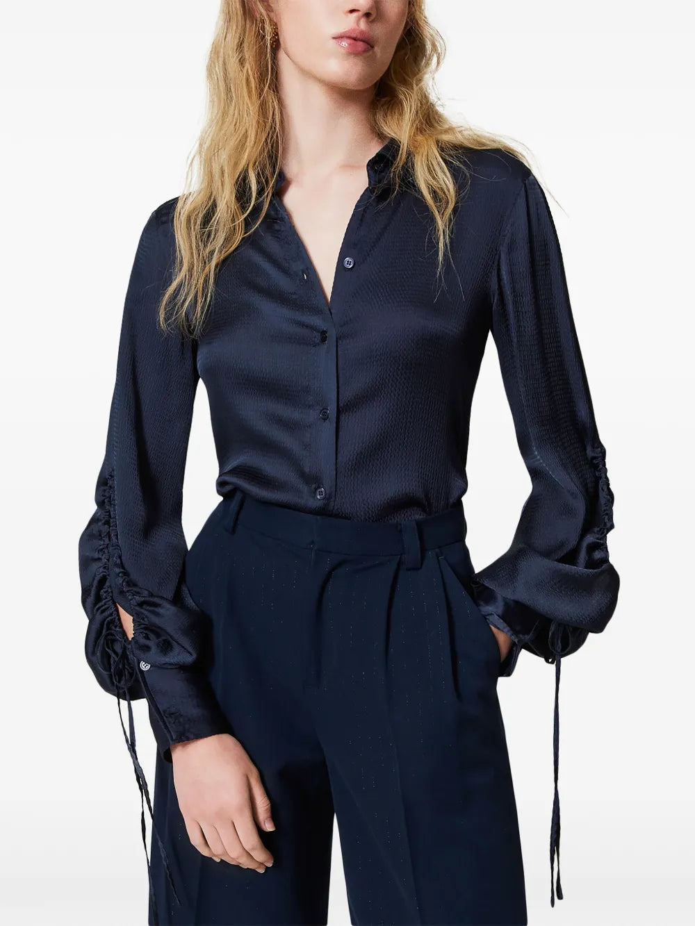 Cut-Out Detailing Satin Shirt