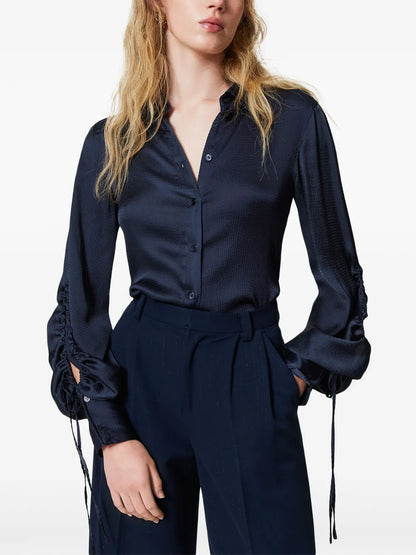 Cut-Out Detailing Satin Shirt